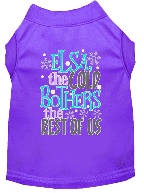 Elsa, the Cold Screen Print Dog Shirt Purple Med